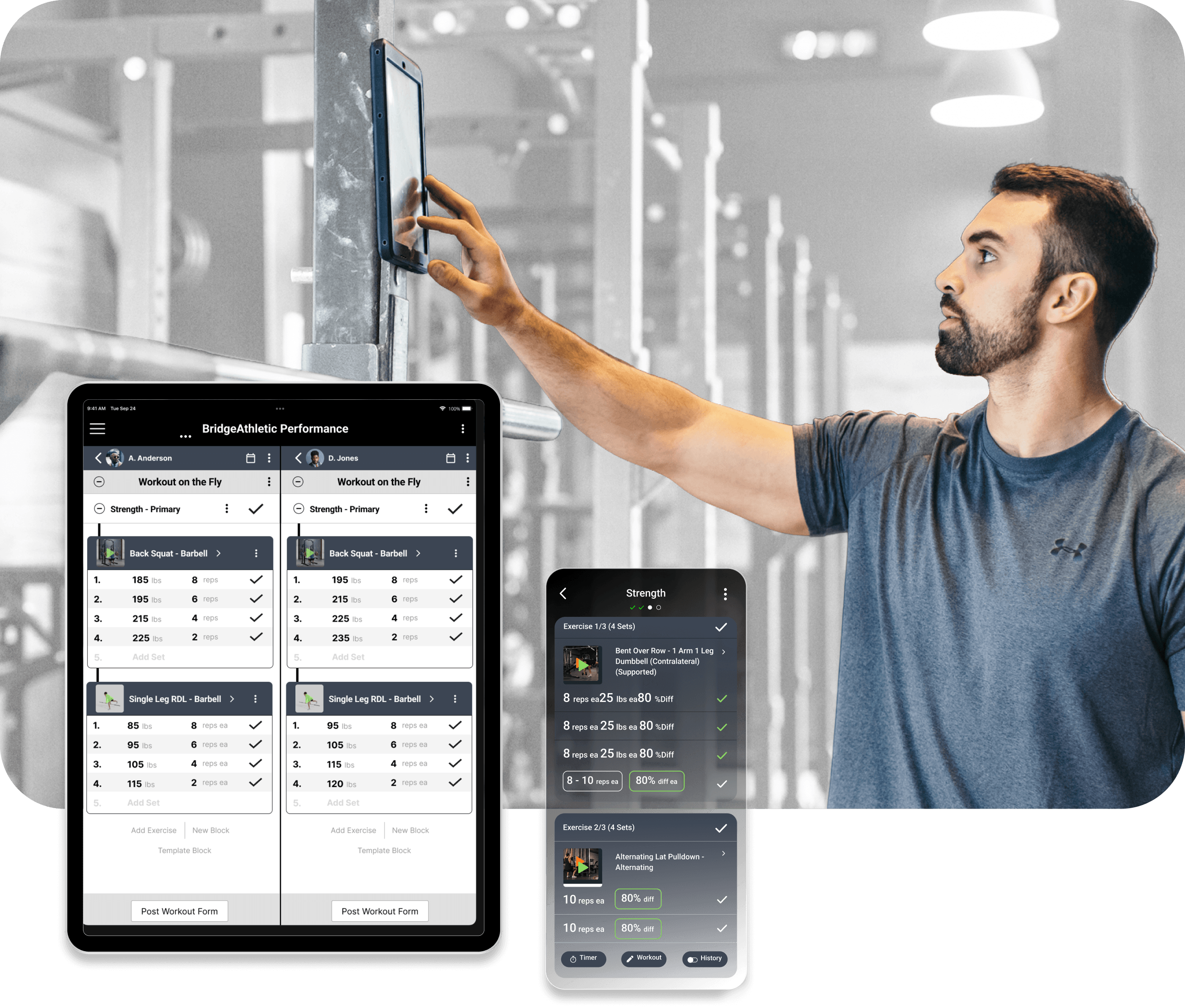 BridgeAthletic athlete with iPad