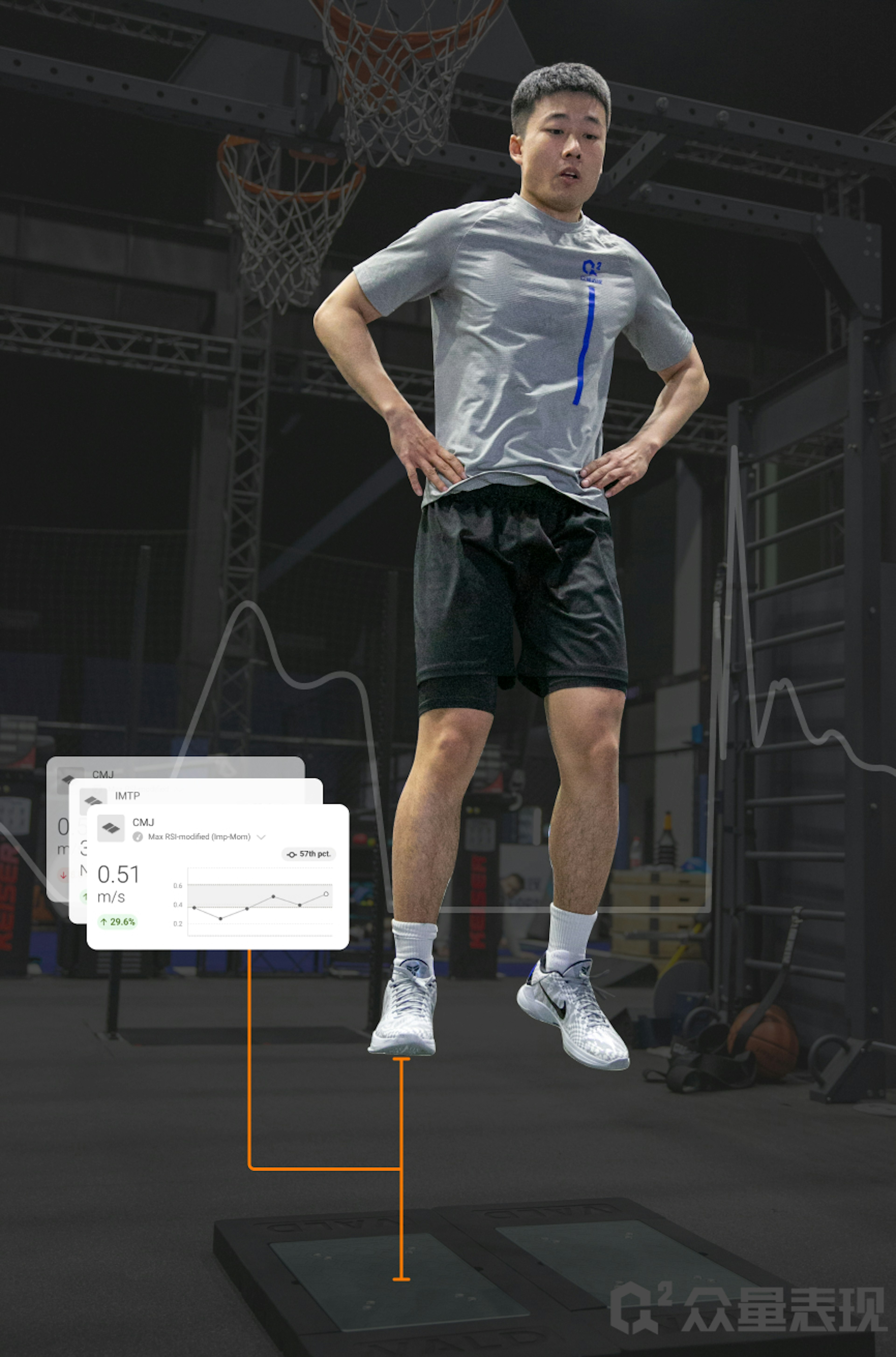 An athlete performing a CMJ test with ForceDecks.