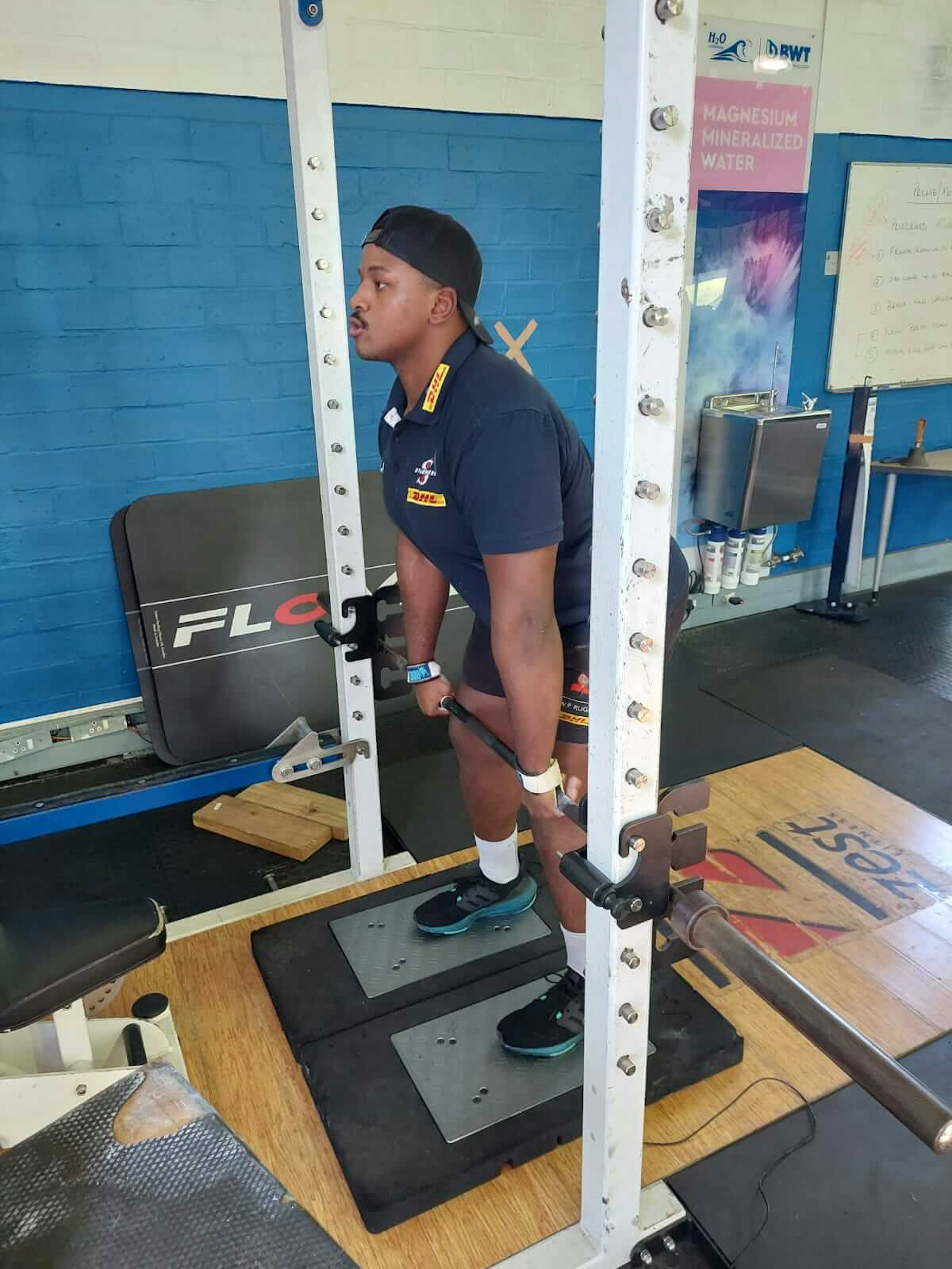 Sazi Sandi performing an Isometric Mid-Thigh Pull (IMTP) on the ForceDecks. 