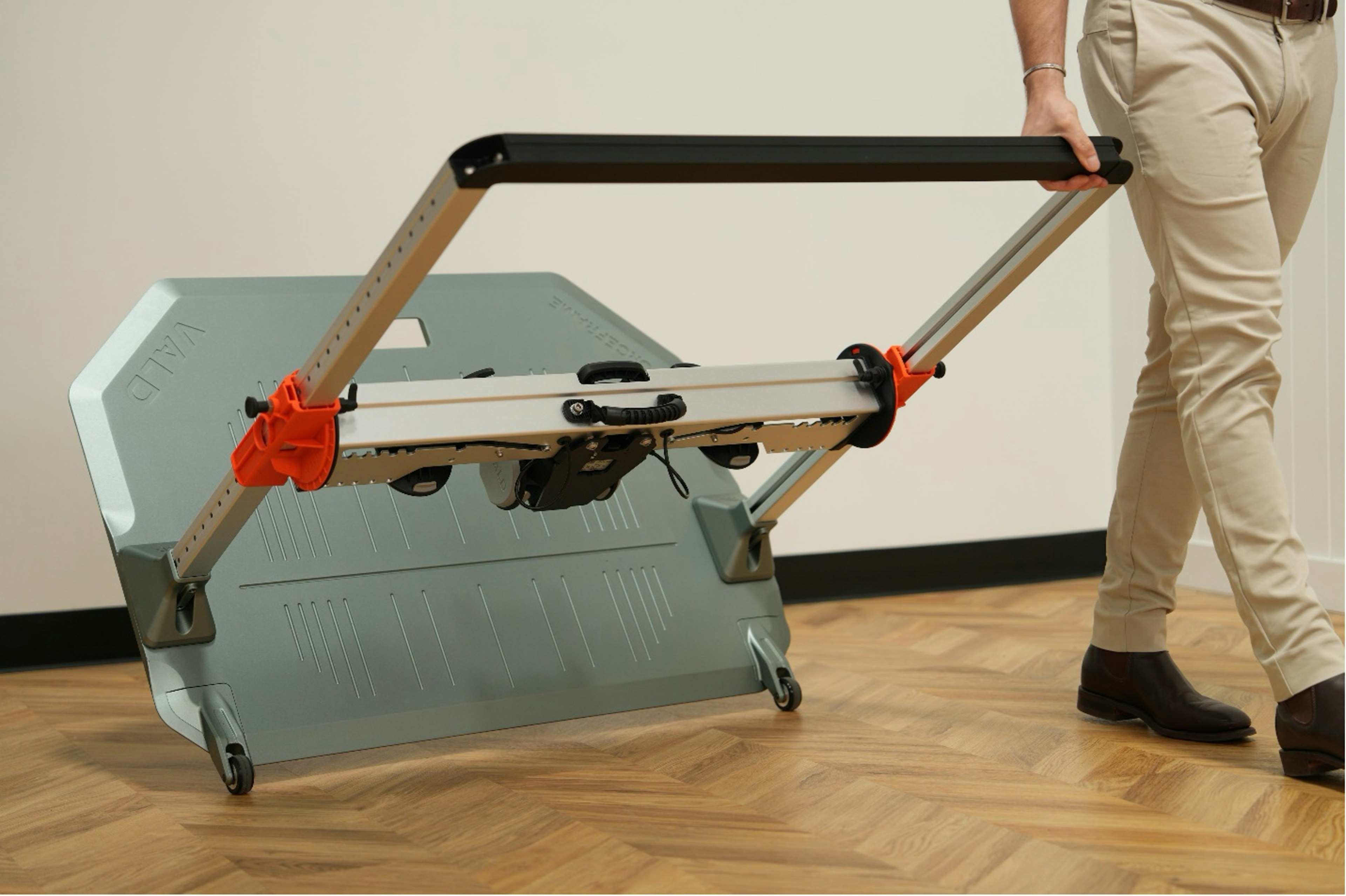 ForceFrame Max’s integrated wheels make it easy to move around a clinic or gym.