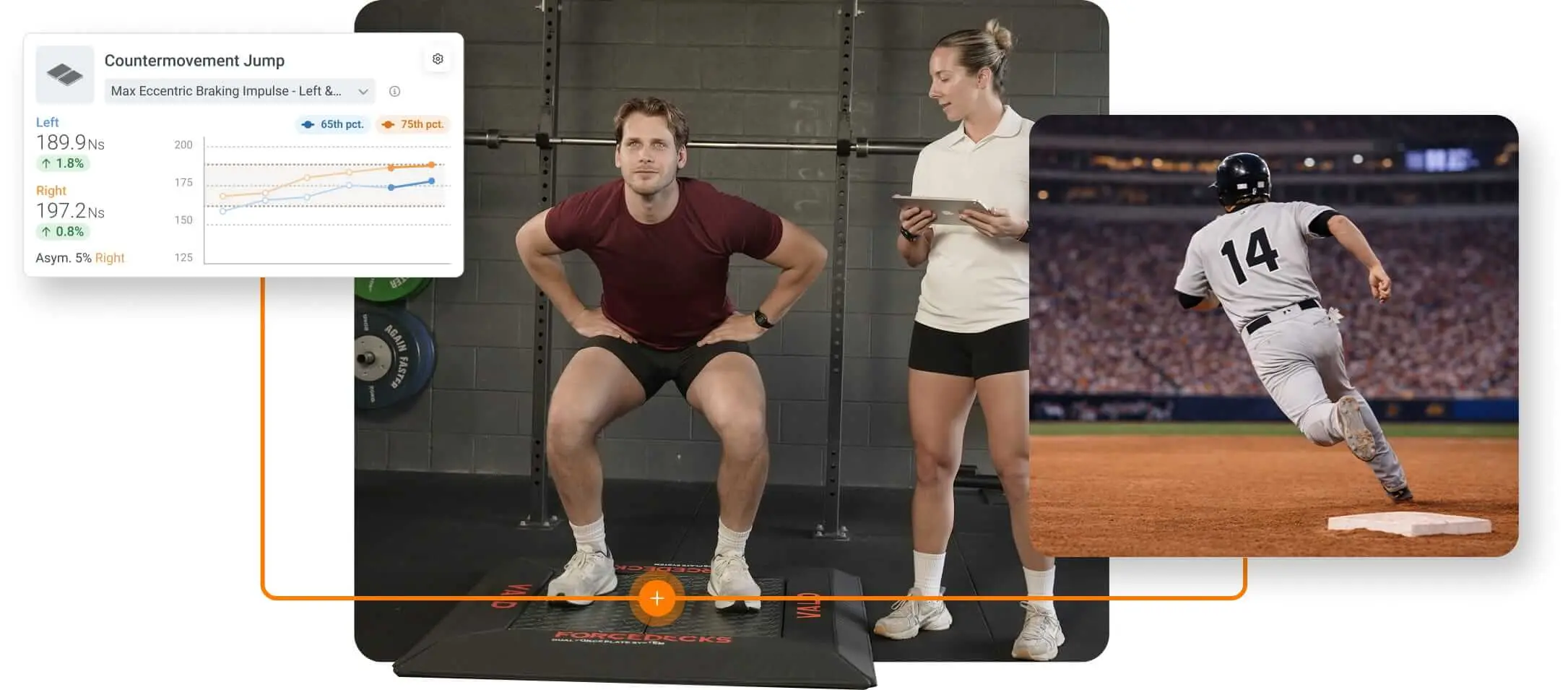 Baseball athlete undergoing a CMJ assessment to detect neuromuscular status for baseball performance.