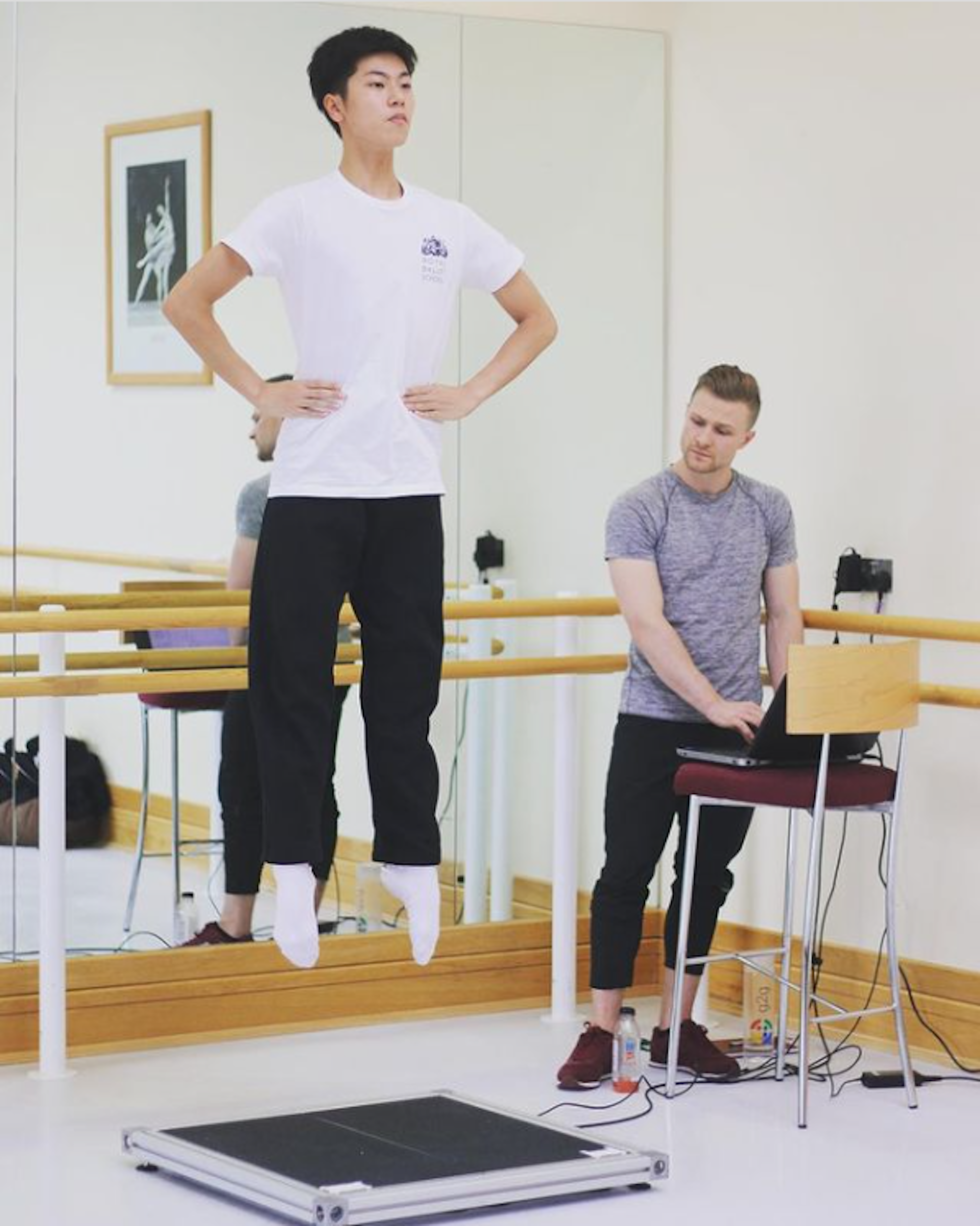 Royal Ballet School student performing a jump test on the ForceDecks